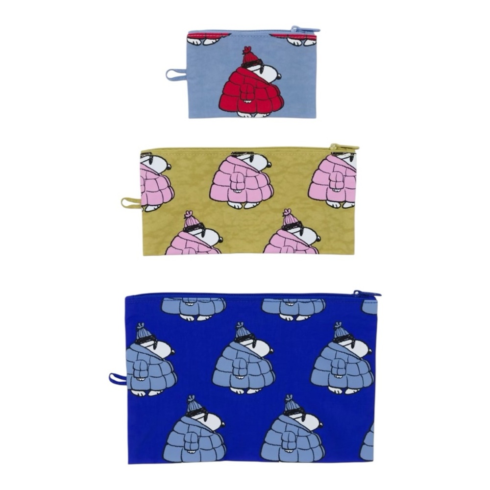 BAGGU X Peanuts Flat Pouch Set With Puffer Snoopy